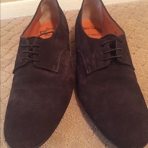 Santoni brown suede lace up